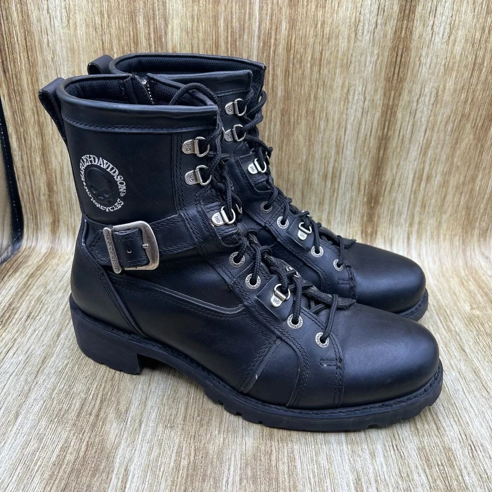 Harley-Davidson Motorcycle Boots Men's Size 11 Black Leather Side Zip 98301